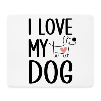 I Love My Dog - Cute Dog with Heart Silhouette Outline - Mouse Pad (horizontal) - white - Front