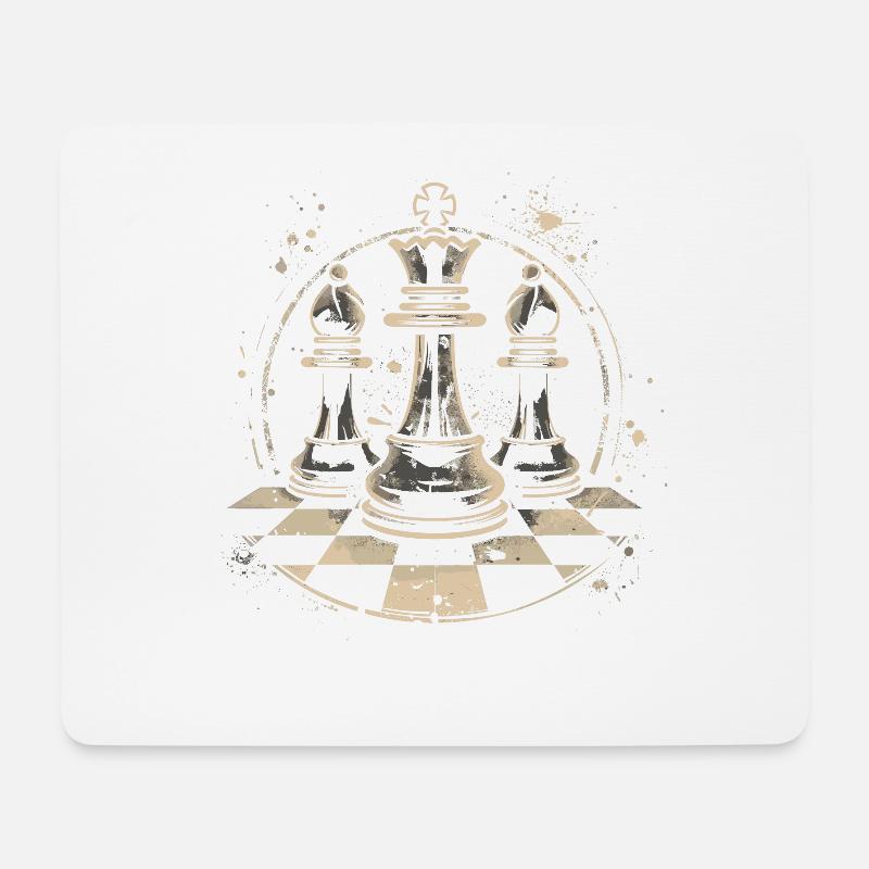 Schachfiguren Zeichnung - Mousepad (Querformat) - Weiß