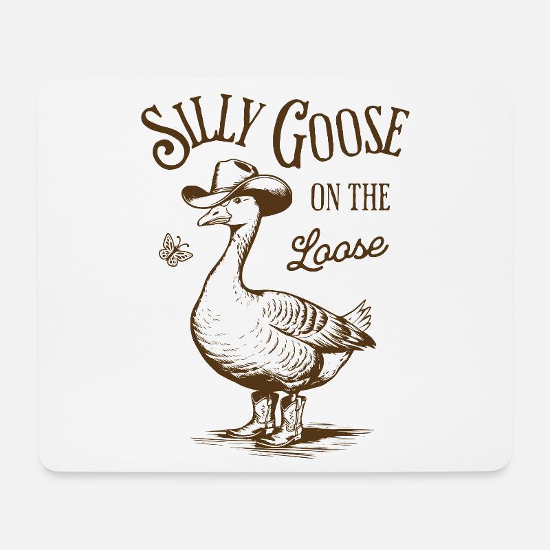 Silly Goose On The Loose Vintage-Style Design - Mousepad (Querformat) - Weiß