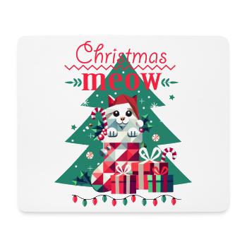 Chat espiègle en bas - Style de Noël laid - Tapis de souris (format paysage) - blanc - Devant