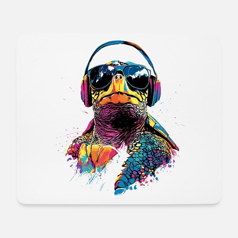Schildkröte Bunt Popart Reptil Süße Schildkröten - Mousepad (Querformat) - Weiß
