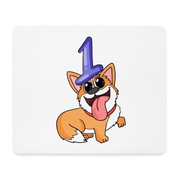 Zahl 1 Nummer Eins - Hund Motiv - Mousepad (Querformat) - Weiß - Vorne