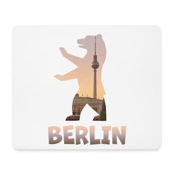 Berlin Bär gefüllt mit Skyline Fernsehturm - Mousepad (Querformat) - Weiß - Vorne