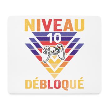 Level 10 Freigeschaltetes Geschenk 10 Jahre Gamer Geek Lustig - Mousepad (Querformat) - Weiß - Vorne