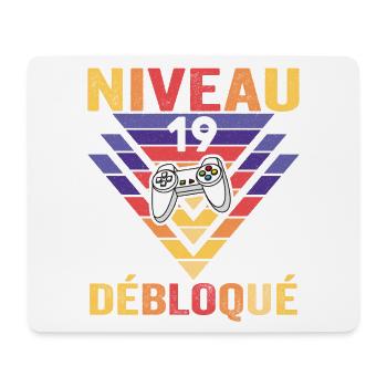 Level 19 Freigeschaltetes Geschenk 19 Jahre alter Gamer Geek Lustig - Mousepad (Querformat) - Weiß - Vorne