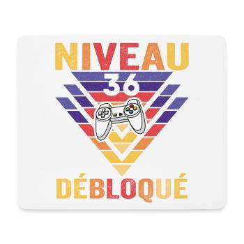 Level 36 Unlocked Gift 36 Year Old Gamer Geek Funny - Mouse Pad (horizontal) - white - Front