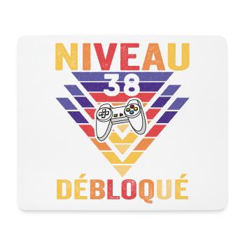 Level 38 Unlocked Gift 38 Year Old Gamer Geek Funny - Mouse Pad (horizontal) - white - Front