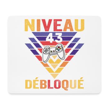 Level 43 Freigeschaltet Geschenk 43 Jahre Gamer Geek Lustig - Mousepad (Querformat) - Weiß - Vorne