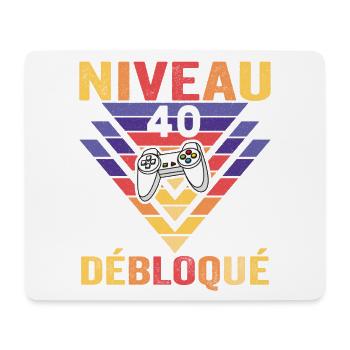 Level 40 Freigeschaltetes Geschenk 40 Jahre Gamer Geek Lustig - Mousepad (Querformat) - Weiß - Vorne