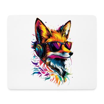 Fuchs DJ Kopfhörer Bunt Regenbogen Musik Füchse - Mousepad (Querformat) - Weiß - Vorne