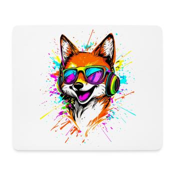 Fuchs DJ Kopfhörer Bunt Regenbogen Musik Füchse - Mousepad (Querformat) - Weiß - Vorne
