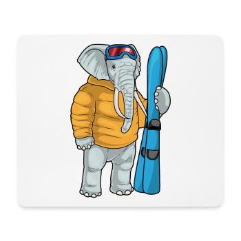 Elefant Skifahrer Ski Wintersport - Mousepad (Querformat) - Weiß - Vorne
