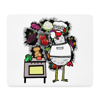 lustig Huhn Gastgeber Gemüse Köchin Koch spaßig - Mousepad (Querformat) - Weiß - Vorne