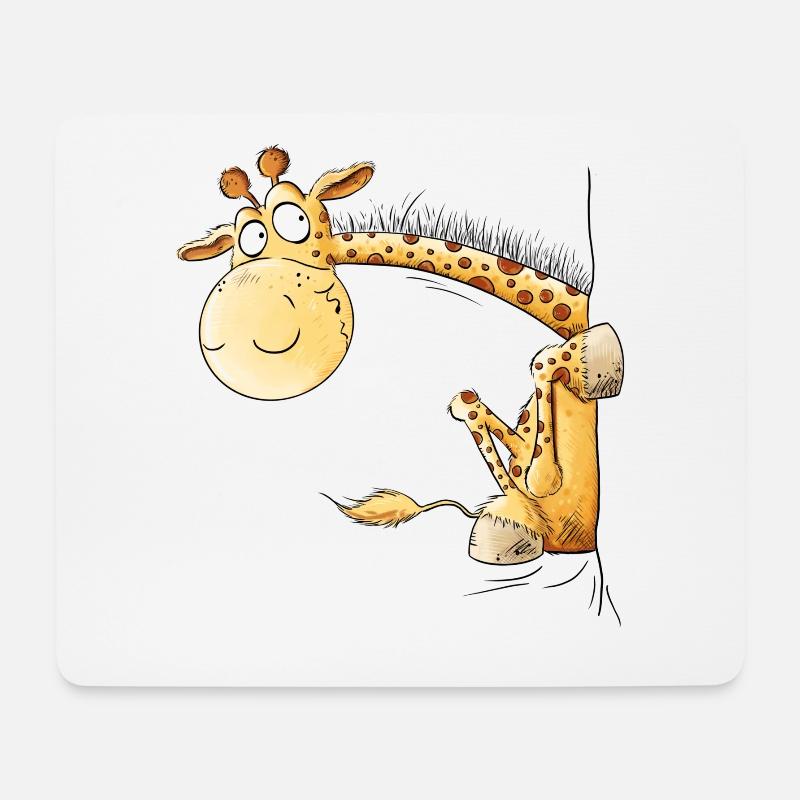 Lustige Giraffe I Wildtier Tiermotiv - Mousepad (Querformat) - Weiß