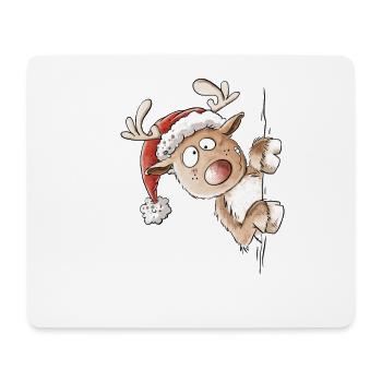 Drôle de renne Noël I cadeau - Tapis de souris (format paysage) - blanc - Devant