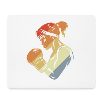 Vintage Female Boxer - Mouse Pad (horizontal) - white - Front