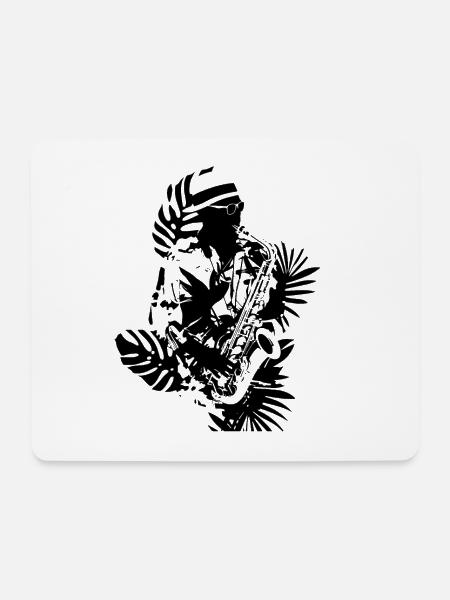 Saxophonist Cartoon Look - Mousepad (Querformat) - Weiß