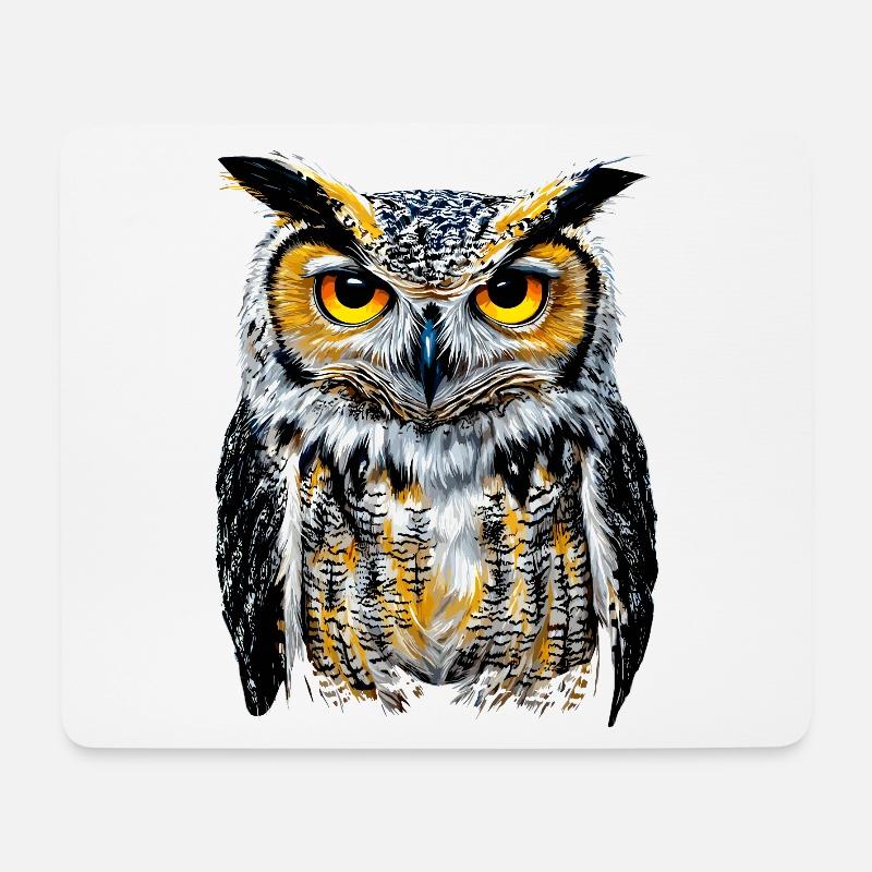 Eule Schleiereule Kauz Uhu Owl Süße Eulen - Mousepad (Querformat) - Weiß