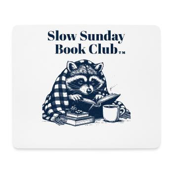 Club de lecture Slow Sunday - Raton laveur avec livre - Tapis de souris (format paysage) - blanc - Devant