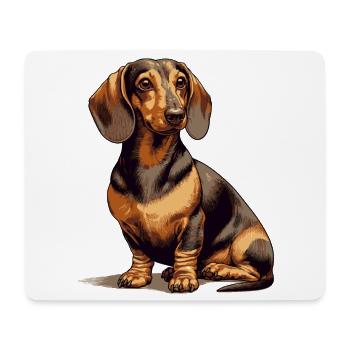 Sitzender Dackel - Mousepad (Querformat) - Weiß - Vorne
