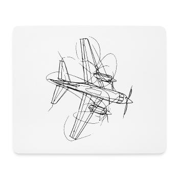 Airplane Sketch - Mouse Pad (horizontal) - white - Front