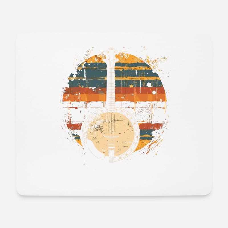 Banjo Synthwave - Mousepad (Querformat) - Weiß