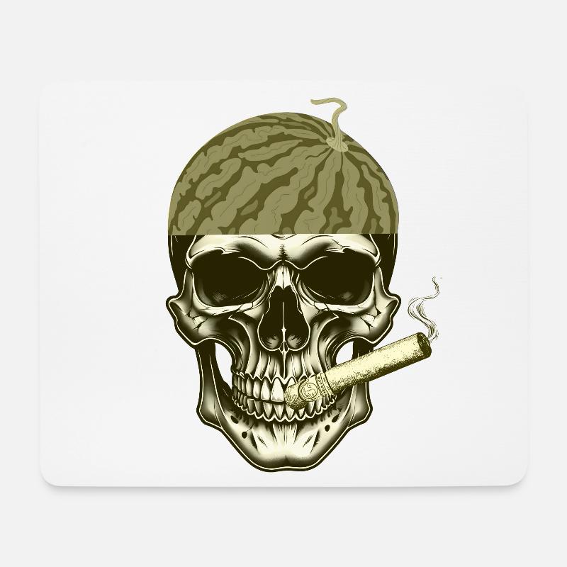 Wassermelonenkopf Totenkopf im Stil - Mousepad (Querformat) - Weiß
