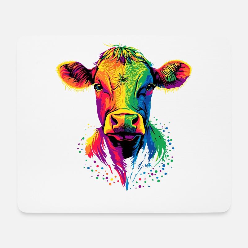 Kuh Bauer Rind Milch Vegan Kalb Cow Bauernhof Kühe - Mousepad (Querformat) - Weiß
