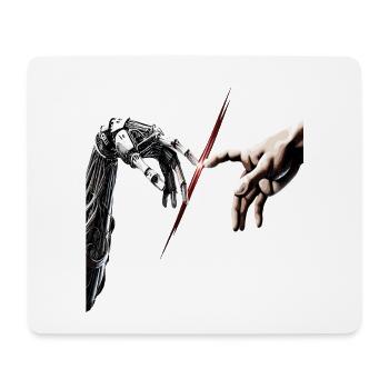 Mensch Roboter Berührung – Michelangelo Symbiose - Mousepad (Querformat) - Weiß - Vorne