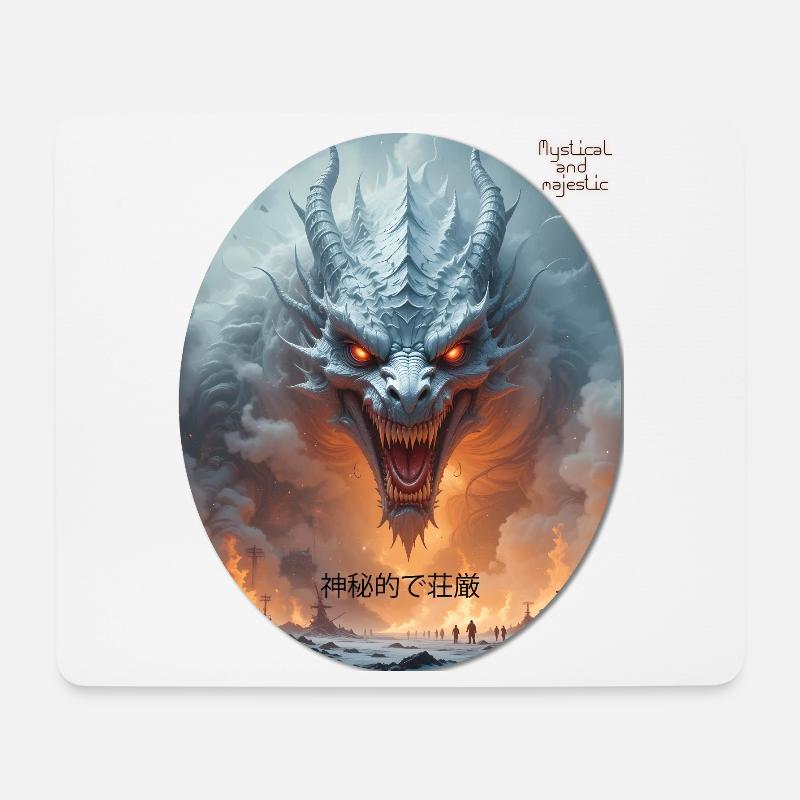majestätischer mythischer Drache WING OF FIRES LEGEND - Mousepad (Querformat) - Weiß