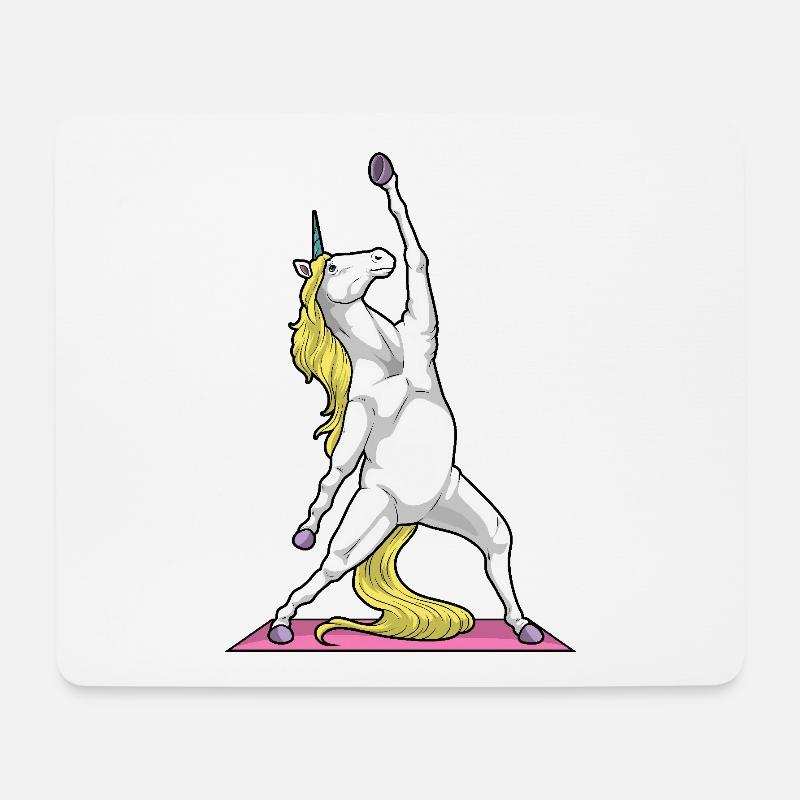Einhorn Yoga Fitness Gymnastik - Mousepad (Querformat) - Weiß
