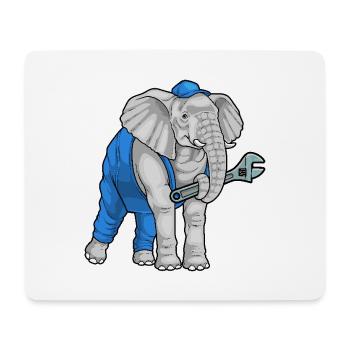 Elephant Mechanic Wrench Workshop - Mouse Pad (horizontal) - white - Front