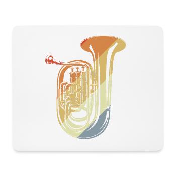 Tuba Skizze Retro - Mousepad (Querformat) - Weiß - Vorne