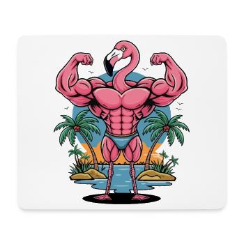 Flamant rose musculaire - Tapis de souris (format paysage) - blanc - Devant