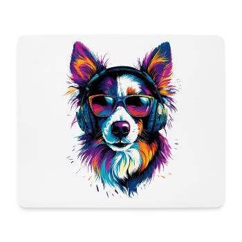 border collie chien amant chiot mignon collies - Tapis de souris (format paysage) - blanc - Devant