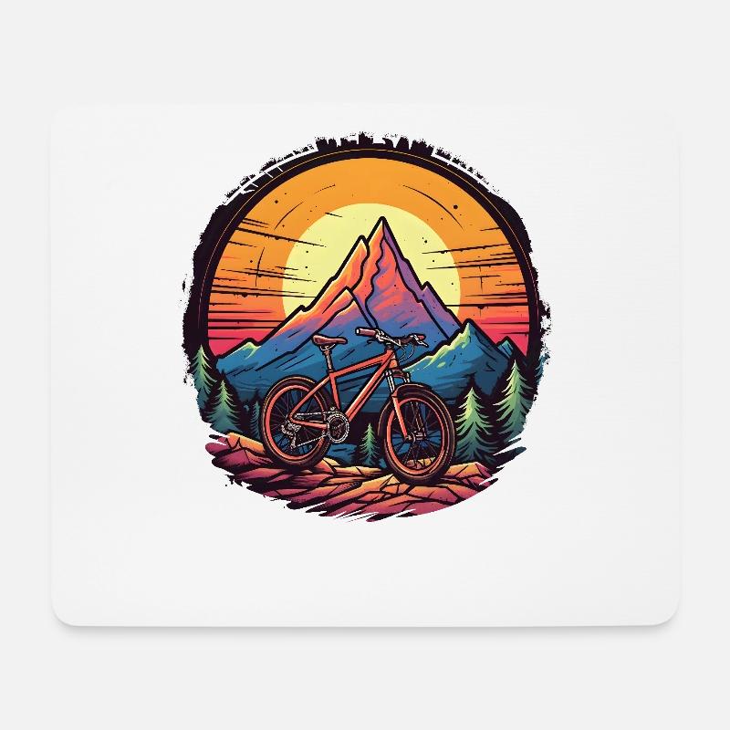 Mountainbiking Cartoon Stil - Mousepad (Querformat) - Weiß