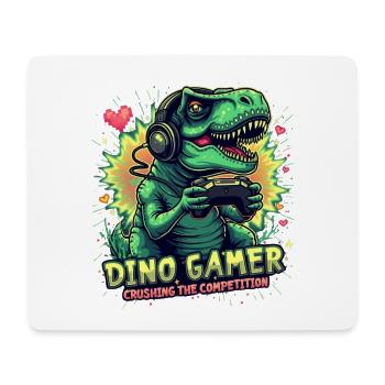 Dino Gamer Joystick Dinosaurier - Mousepad (Querformat) - Weiß - Vorne