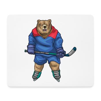 Bear Bâton de hockey sur glace - Tapis de souris (format paysage) - blanc - Devant