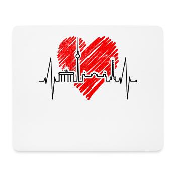 Berlin Skyline Herzschlag Herz Liebe Love Berliner - Mousepad (Querformat) - Weiß - Vorne