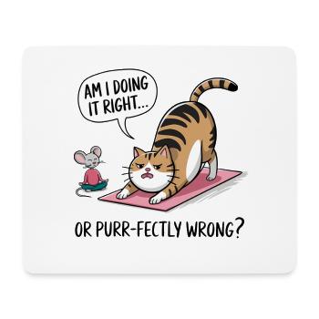 Lustige Katze Yoga Spruch – „Am I Doing It Right?“ - Mousepad (Querformat) - Weiß - Vorne