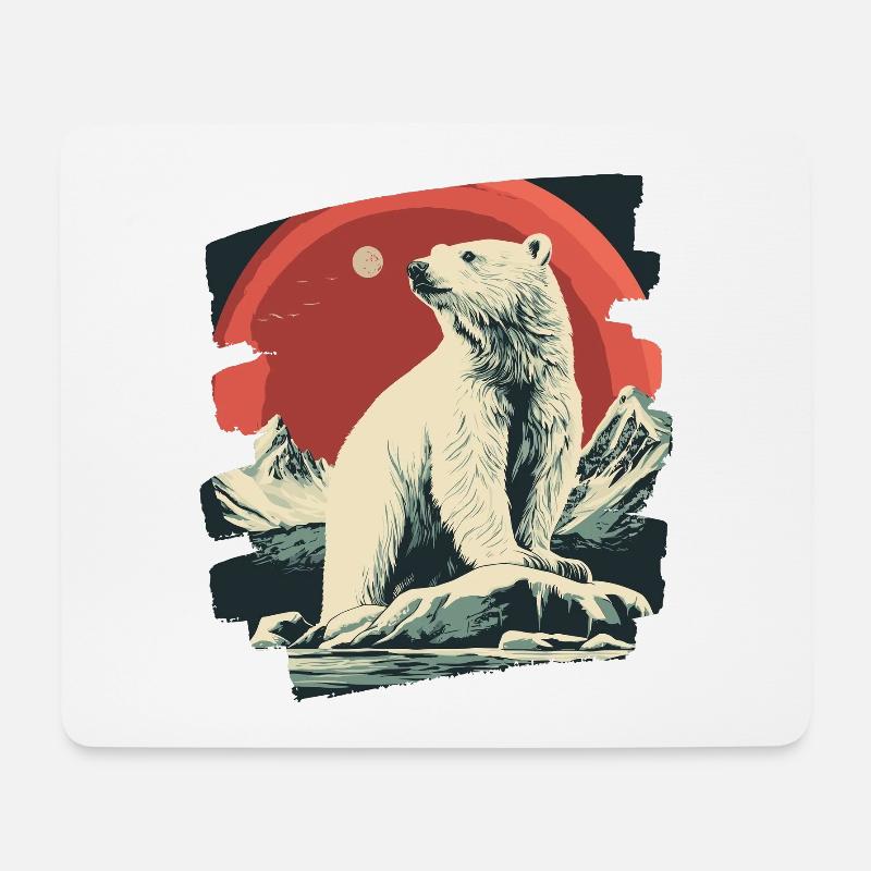 Eisiger Bär Retro - Mousepad (Querformat) - Weiß