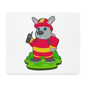Bunny Firefighter Microphone Fire Brigade - Mouse Pad (horizontal) - white - Front