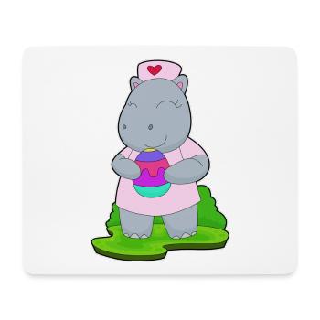 Hippopotame Infirmière de Pâques - Tapis de souris (format paysage) - blanc - Devant