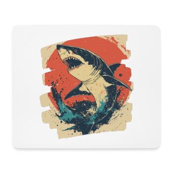 Haifisch Retro - Mousepad (Querformat) - Weiß - Vorne