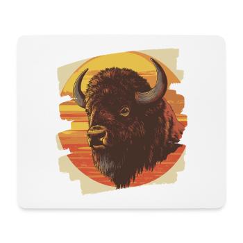 Bison Rétro - Tapis de souris (format paysage) - blanc - Devant