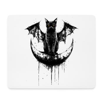 Gothic Black Cat Bat Wings Crescent Moon Dark - Mouse Pad (horizontal) - white - Front