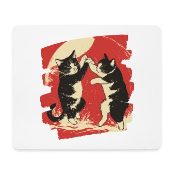 Combat de chats japonais - Tapis de souris (format paysage) - blanc - Devant