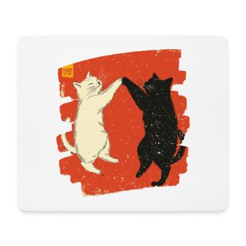 Combat de chats japonais - Tapis de souris (format paysage) - blanc - Devant