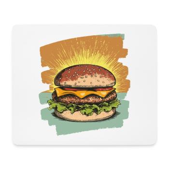 Burger Rétro - Tapis de souris (format paysage) - blanc - Devant