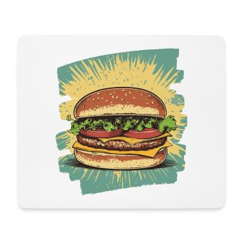Burger Rétro - Tapis de souris (format paysage) - blanc - Devant